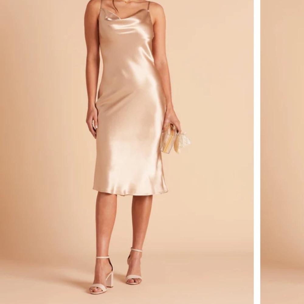 Birdy Grey Lisa Midi Dress - Satin Gold Size Small